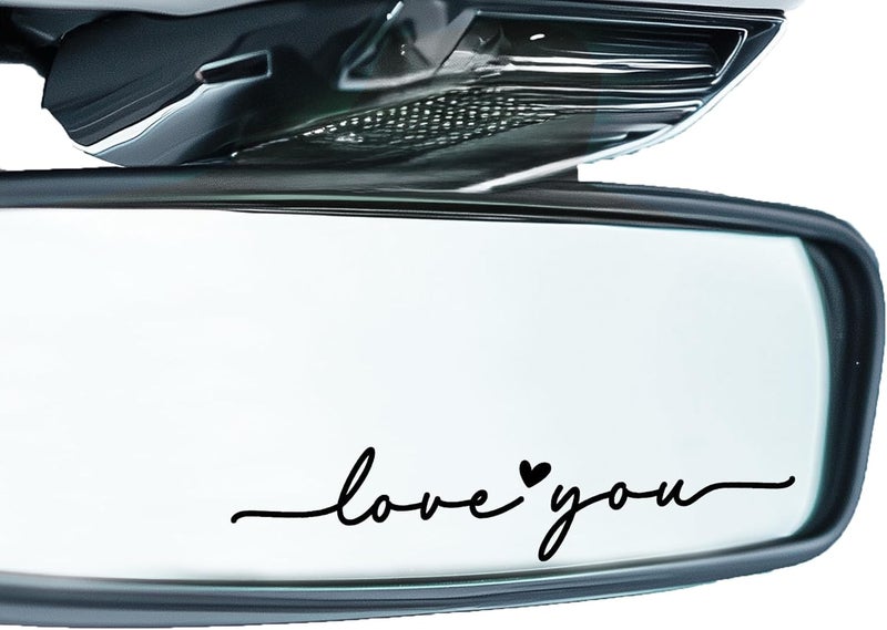 CYLDGNS 3 x Car Rear Mirror Vinyl Decal Stickers Water Bottle Decor Cute Laptop Sticker Aesthetic Tumbler Positive Affirmation Decal Car Rearview for Women Gift for Her (Black, Love You) - Image 1